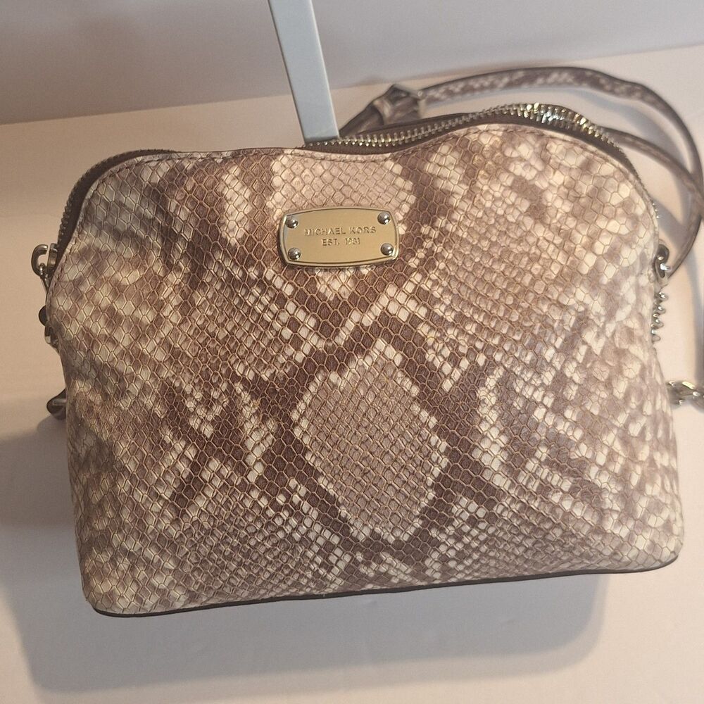 Michael Kors Snakeskin Embossed Leather Women's Crossbody Handbag - Picture 4 of 11